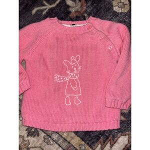 Baby Gap Girls 6-12 Months Pink Pullover Sweater BUNNY lined Button up Collar